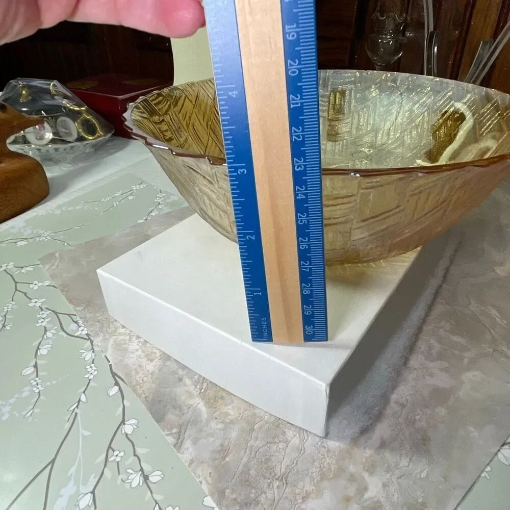 Vintage Indiana Glass Company marigold iridescent carnival glass basket weave bo